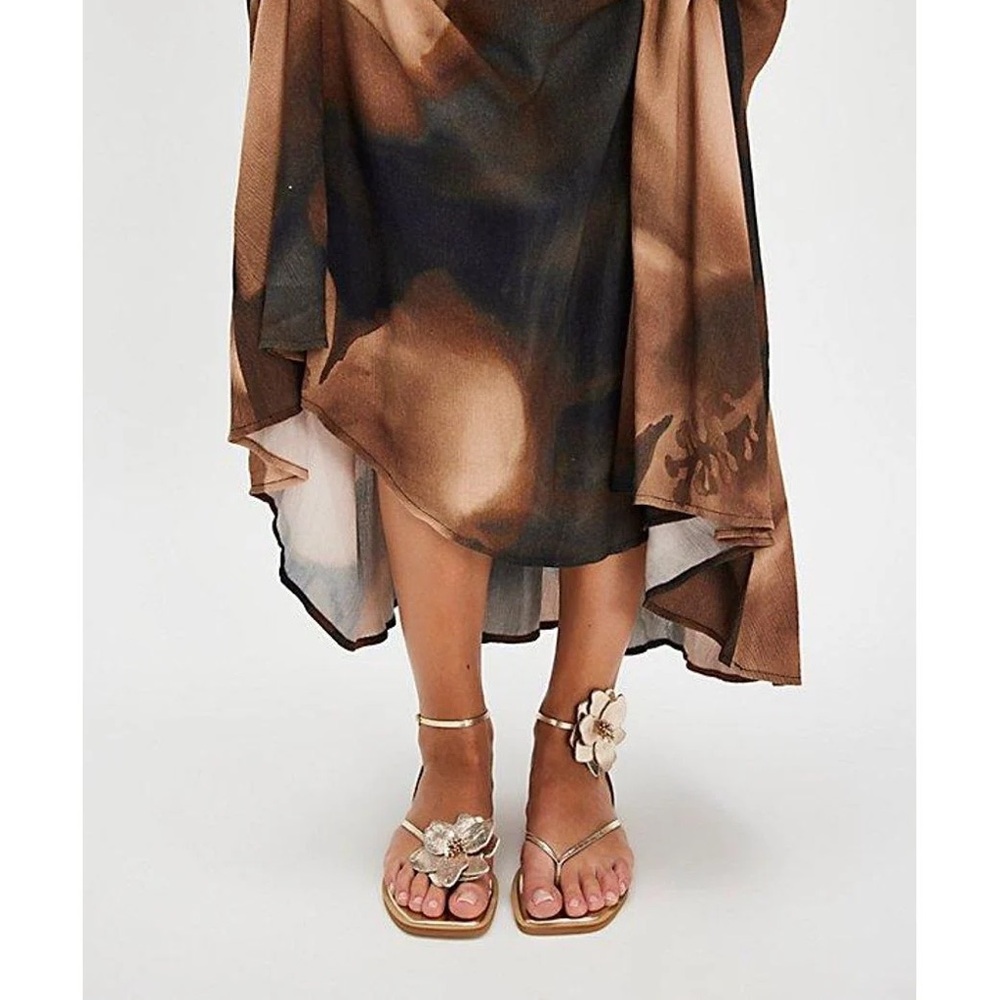 Free People Gold Floral Sandals